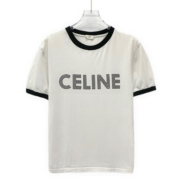 Celine White logo-printed cotton short-sleeve T-shirt - Picture 1 of 8